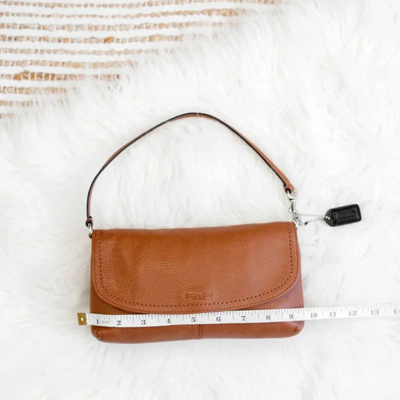 COACH F51821 PARK SADDLE BROWN PEBBLED LEATHER MINI BAG WRISTLET WALLET CLUTCH - Picture 11 of 14